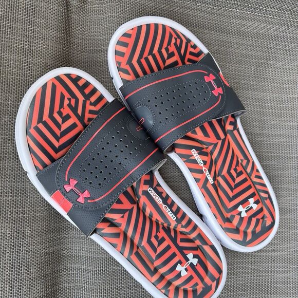 Under Armour Ignite 4D Foam Slides Men’s Size 10 Orange Black Geometric Comfy main image 13